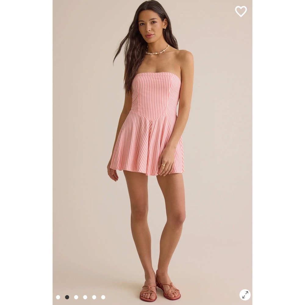 Altar'd State Striped Strapless Smocked Back Romper with Pockets Size XXS